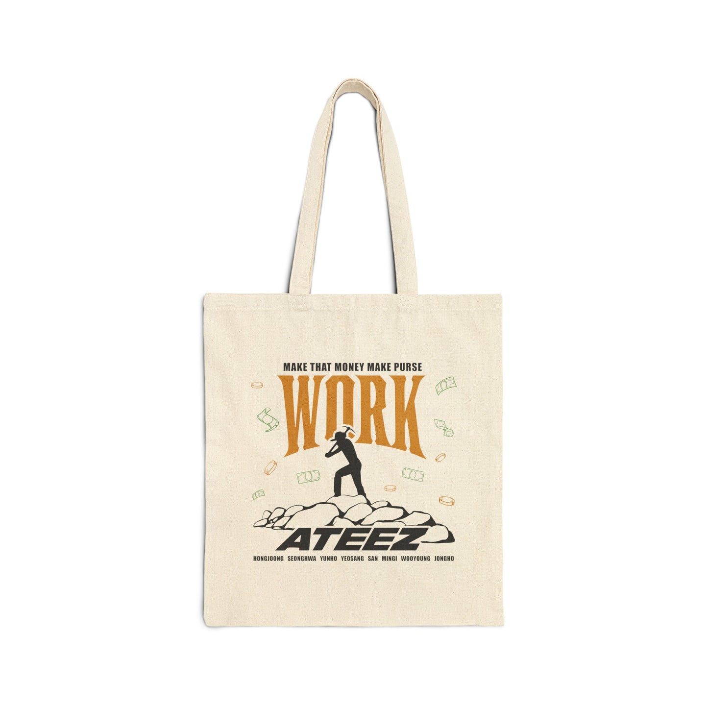 Ateez WORK Natural Canvas Tote Bag Casual Lifestyle Gift for ATINY