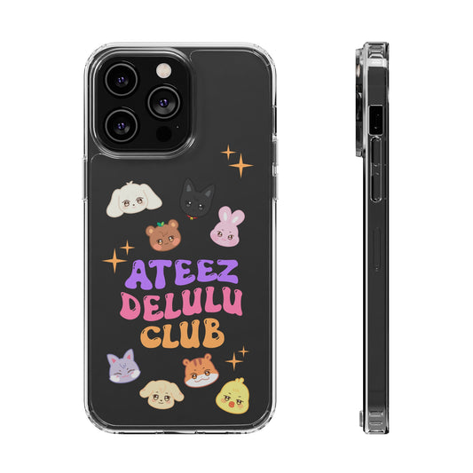 Ateez Delulu Club Clear Phone Cases iphone 12 13 14 Samsung S21 22 Kpop Gift for Fans Atiny